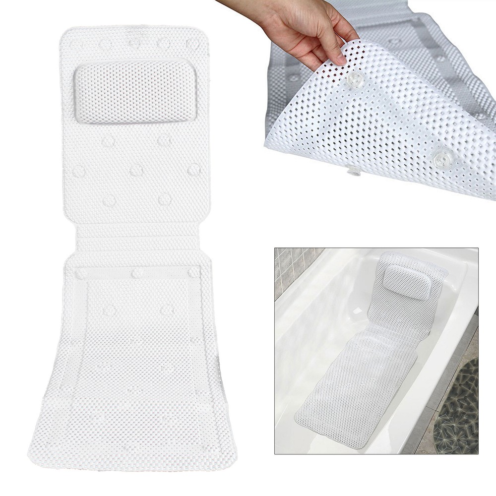 Full Body Bath Pillow Cushion Tub Spa Bathtub Bethroom Pillow Non Slip Mat Pad