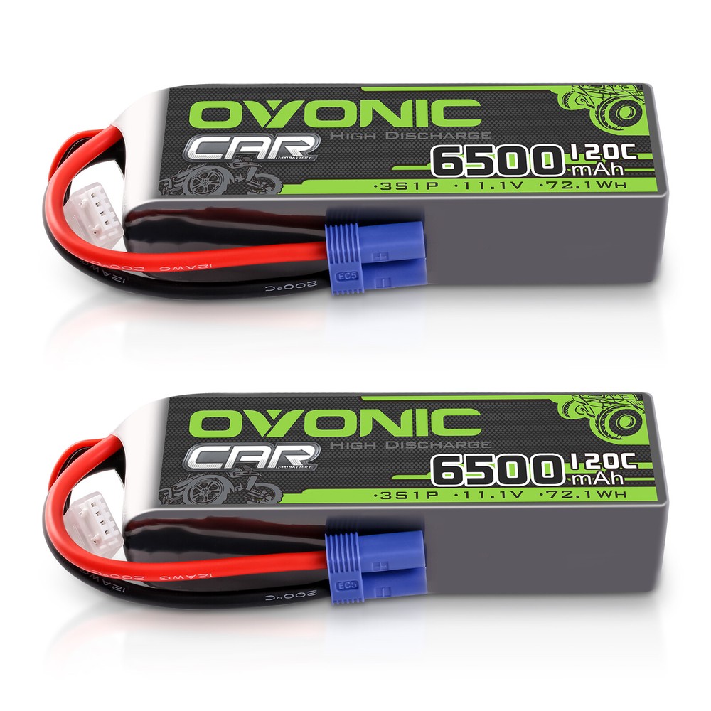 2X Ovonic 3S 11.1V 6500mAh 120C Lipo Battery with EC5 for ARRMA TYPHON 3S RC Car