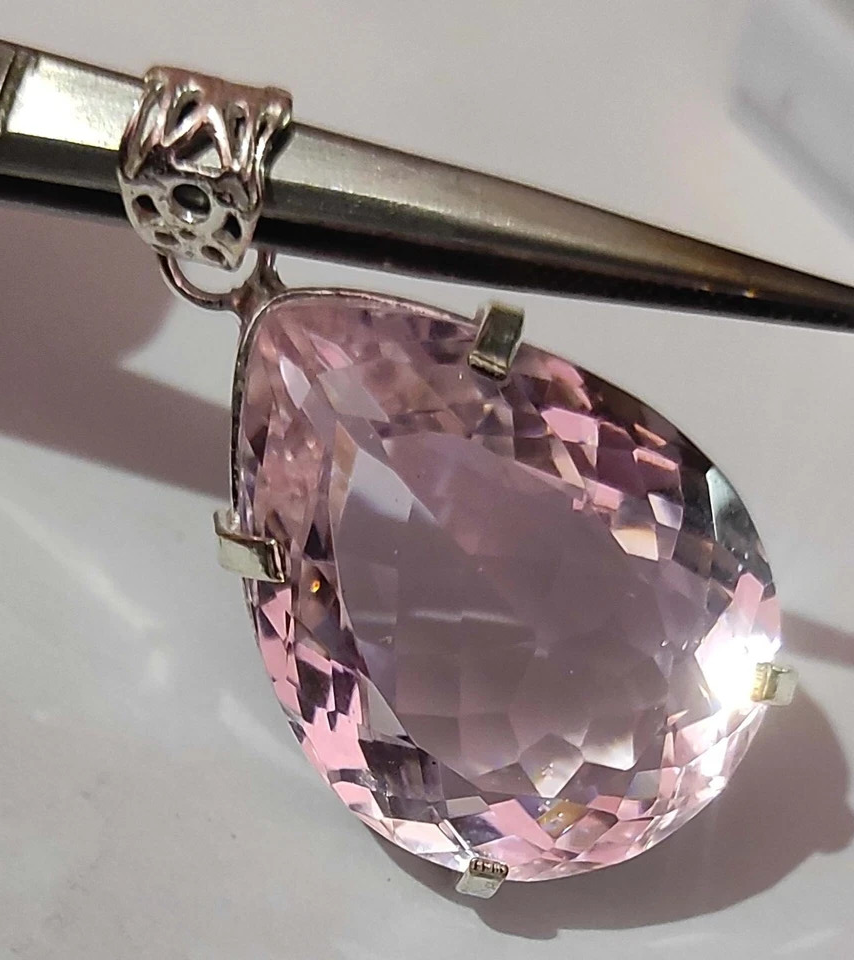 81.90 Ct Natural Pear Cut Pink Topaz Silver Pendant Certified Gemstone