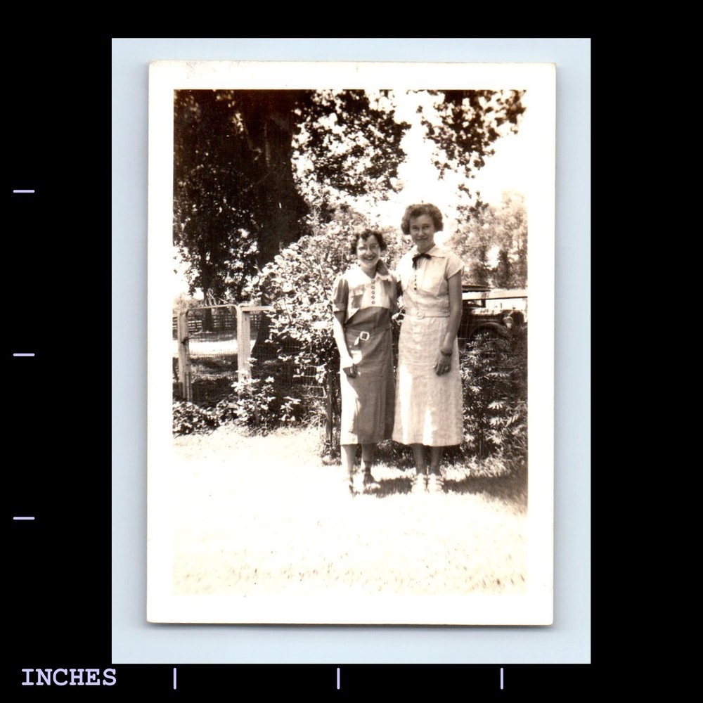Old Vintage Photo WOMEN STANDING OUTSIDE