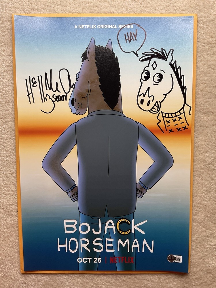BoJack Horseman signed 12x18 Mike Hollingsworth signed photo BAS BoJack sketch
