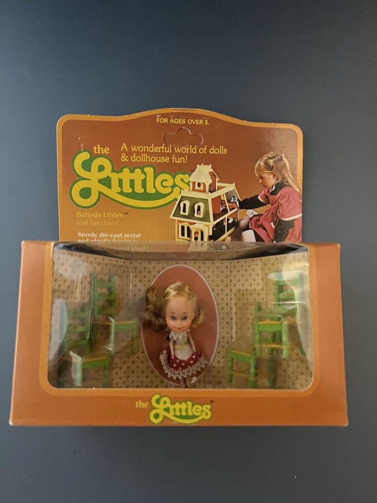 1980 Mattel THE LITTLES New In Box Doll BELINDA Pop Up Room & CHAIRS Set