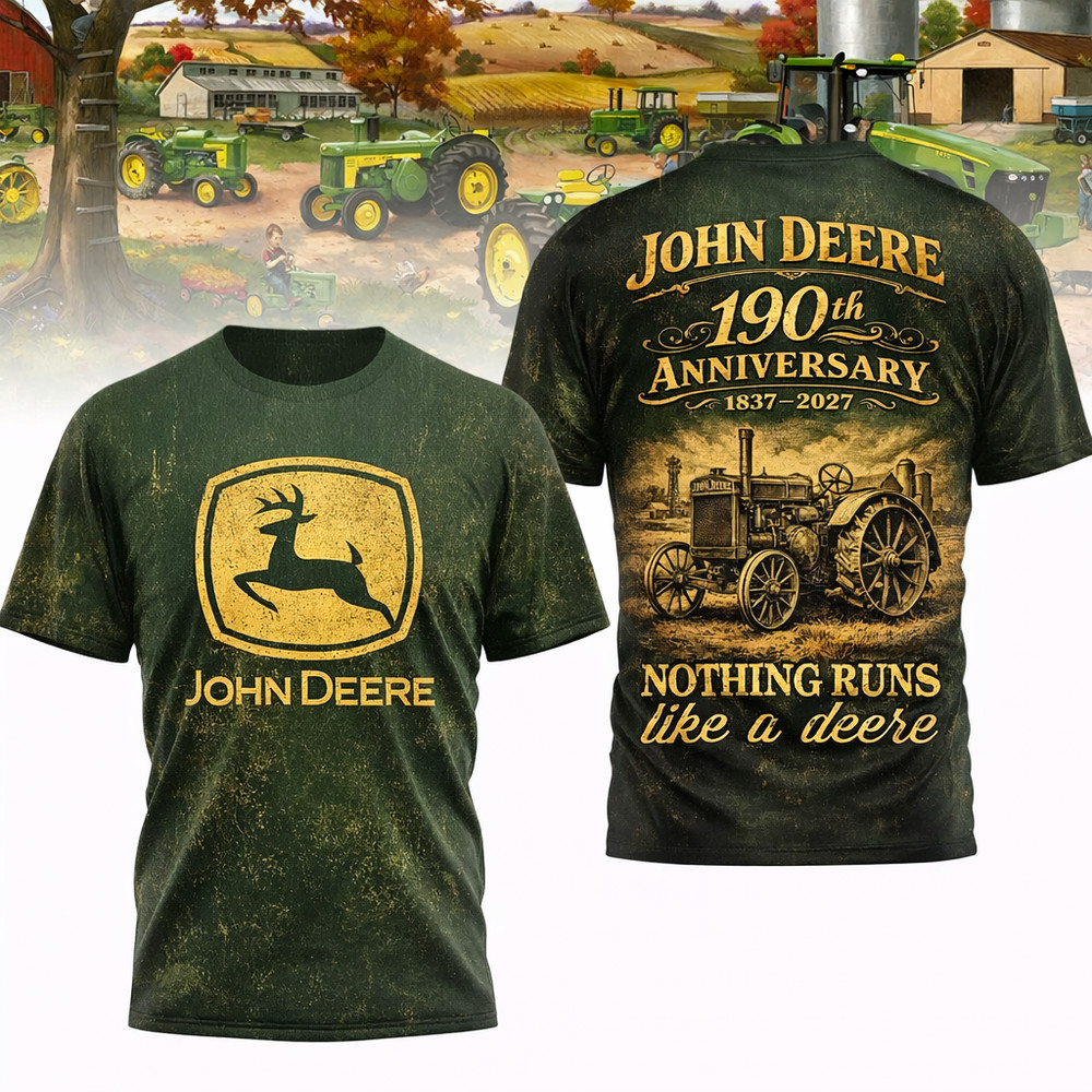 John Deere 190th Anniversary 1837-2027 - All over Print Tshirt, S to 5XL