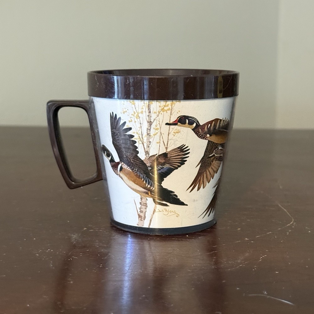 Vintage Flambeau Thermos Mug Wild Ducks Brown Duck Coffee Mug