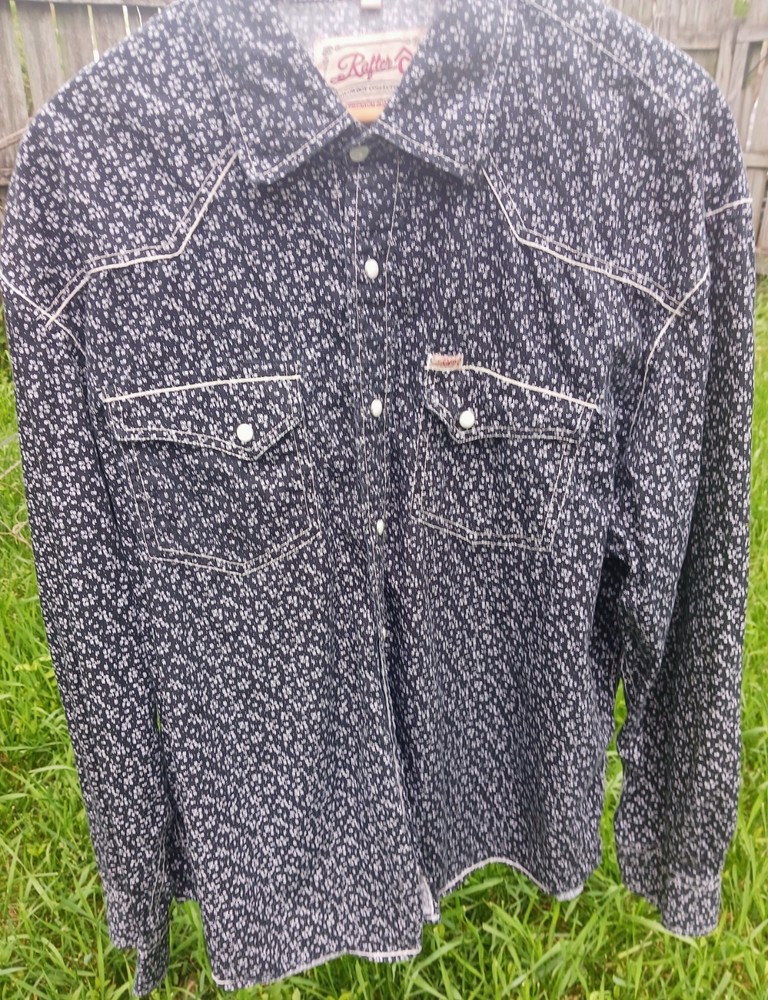 Rafter C Cowboy Collection Floral Pearl Snap Men's 2XL Western Rodeo Shirt