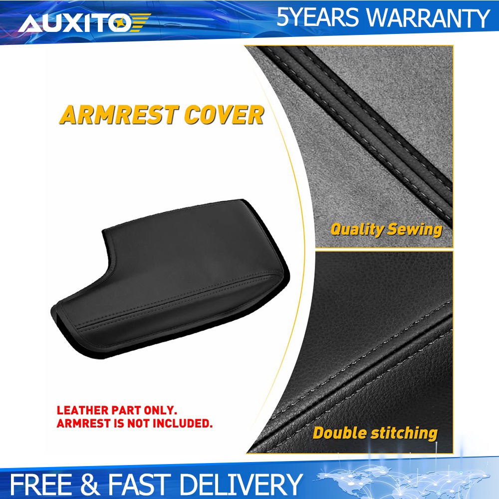 Console Lid Armrest Cover Leather for Subaru Impreza 2017-20 Black Gray Stitch M