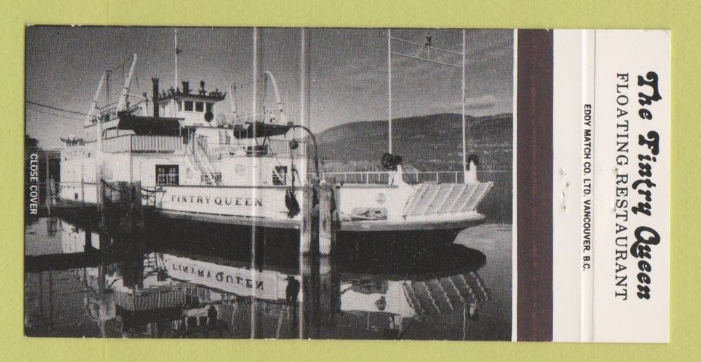Matchbook Cover - The Fintry Queen Floating Restaurant Kelowna BC 30 Strike