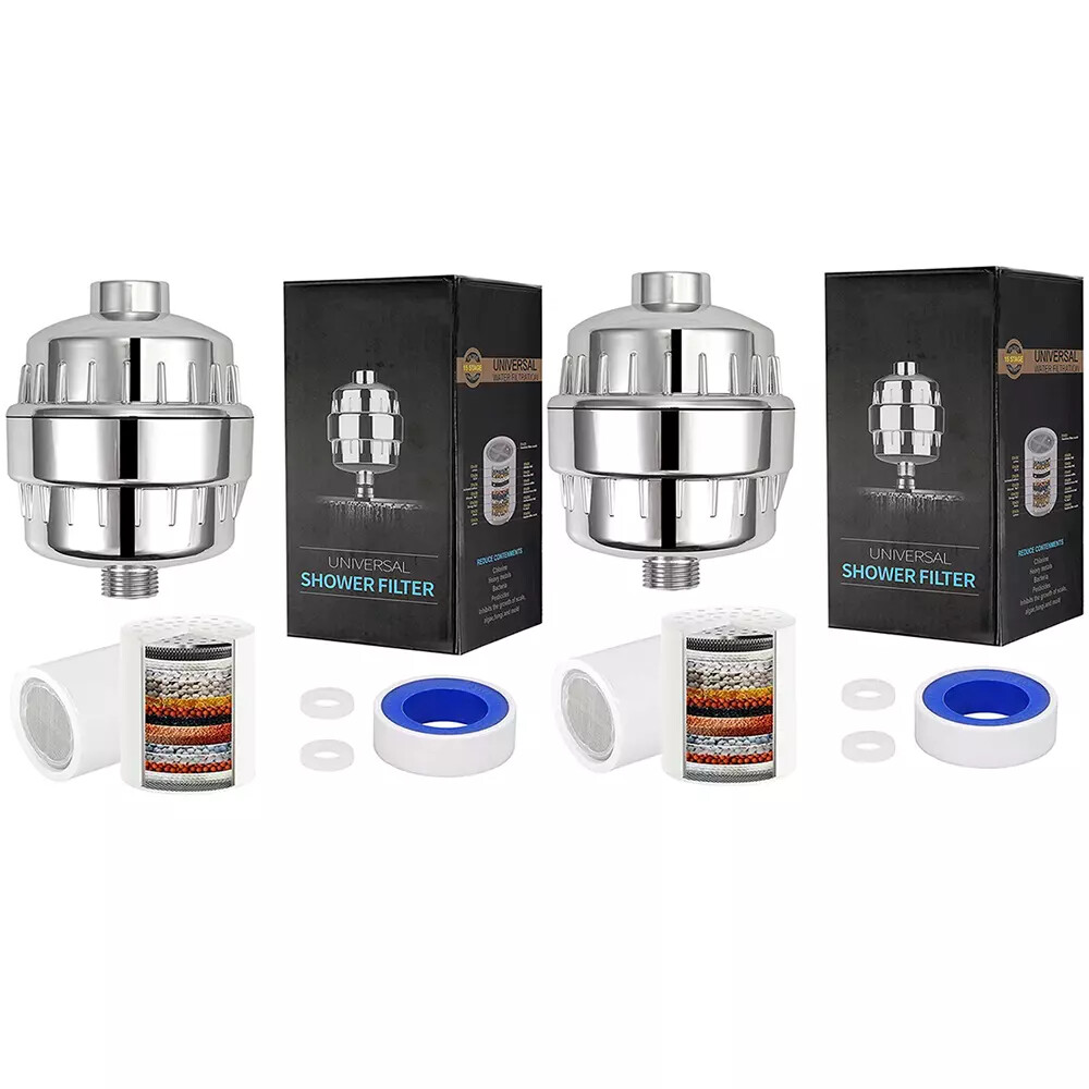 2 Pack 15 Stage Shower Head Filter Purifier with Filter for Hard Water Softener