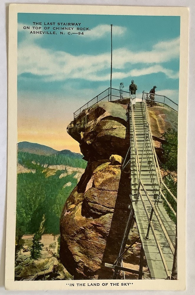 On Top Of Chimney Rock, Asheville, NC 1920’s Postcard