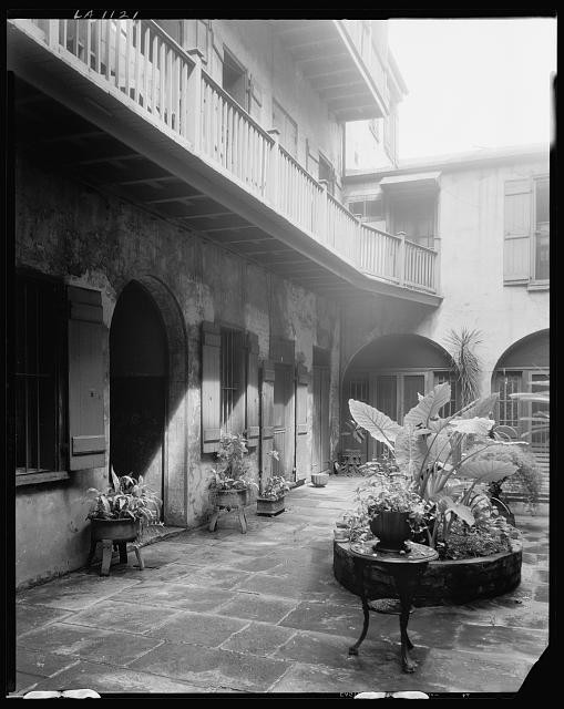 New Orleans Louisiana 1930s 806 Royal St Court courtyard balcony residence