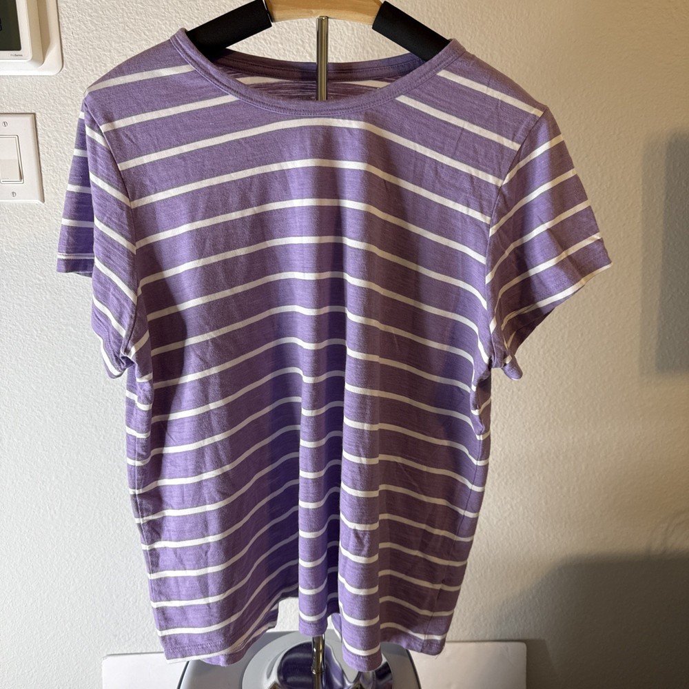 Time And Tru Women's Jersey T-Shirt Purple White Striped Size 2XL (20)