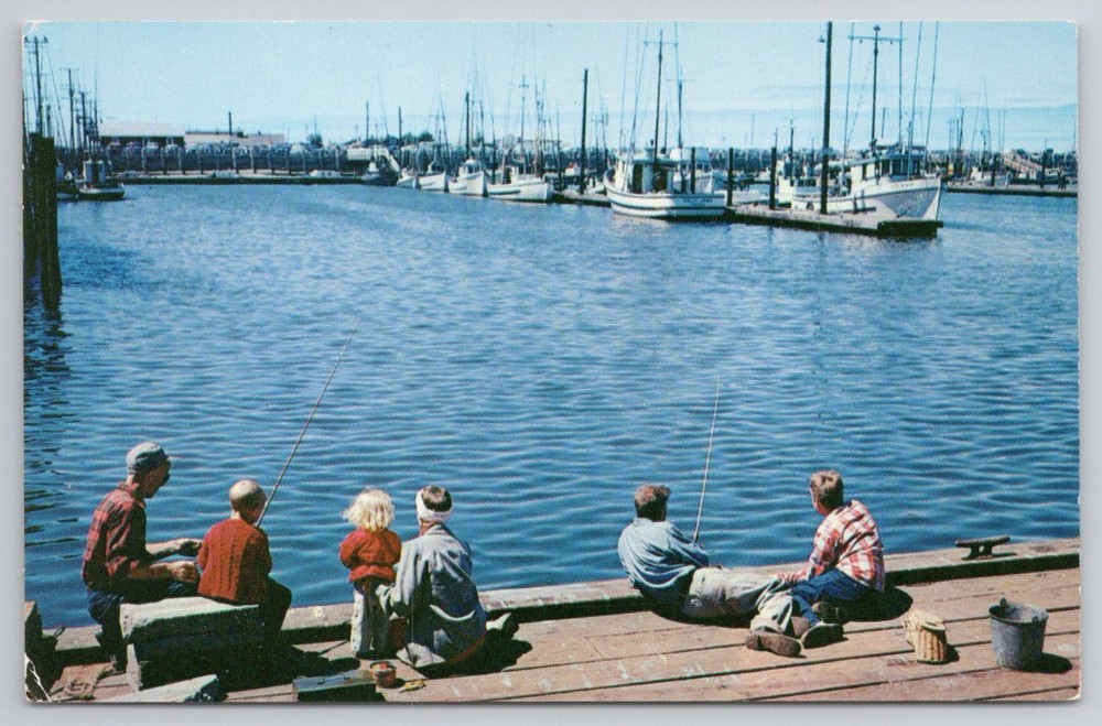 Westport Washington Fishing Fleet Harbor Chrome Postcard J. Boyd Ellis