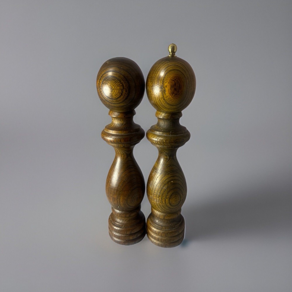 Vintage CATALINA Solid Wood Salt Shaker & Pepper Mill Grinder Set 11