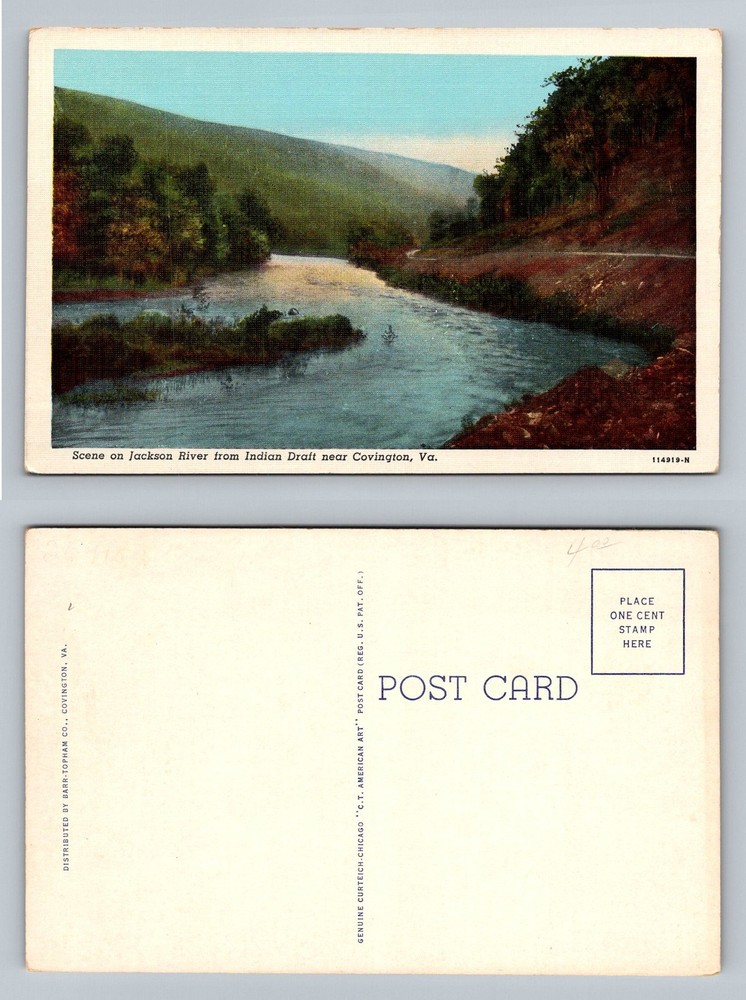Covington, VA-Virginia, Jackson River Scene Indian Draft Vintage Postcard