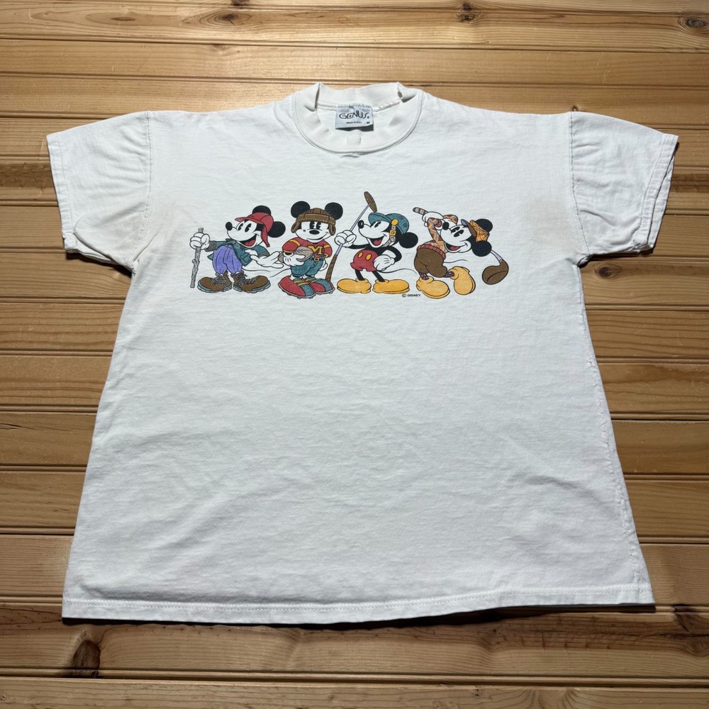 Vintage 90s Mickey Mouse Multi Sport Golf Football Hiking T-Shirt USA - Medium