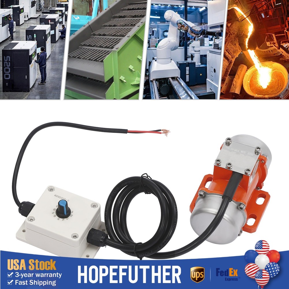 Vibration Motor Vibrating Electric Vibration Motor 60W DC12V+Speed Controller US