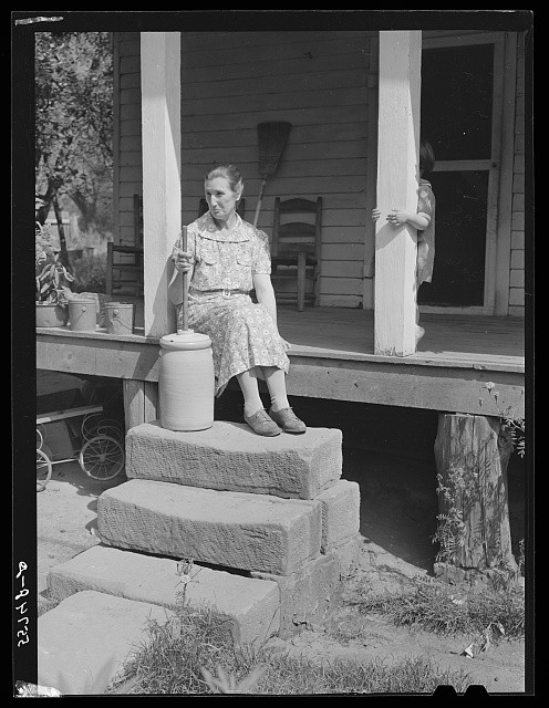 Breathitt County Kentucky 1940 Mountain Woman Churning Butter Porch Home