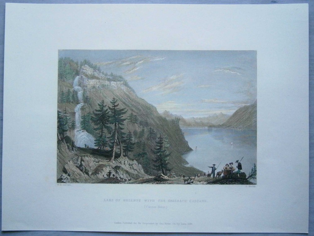 1835 Bartlett print LAKE BRIENZ WITH GIESSBACH FALLS, SWITZERLAND (#84)