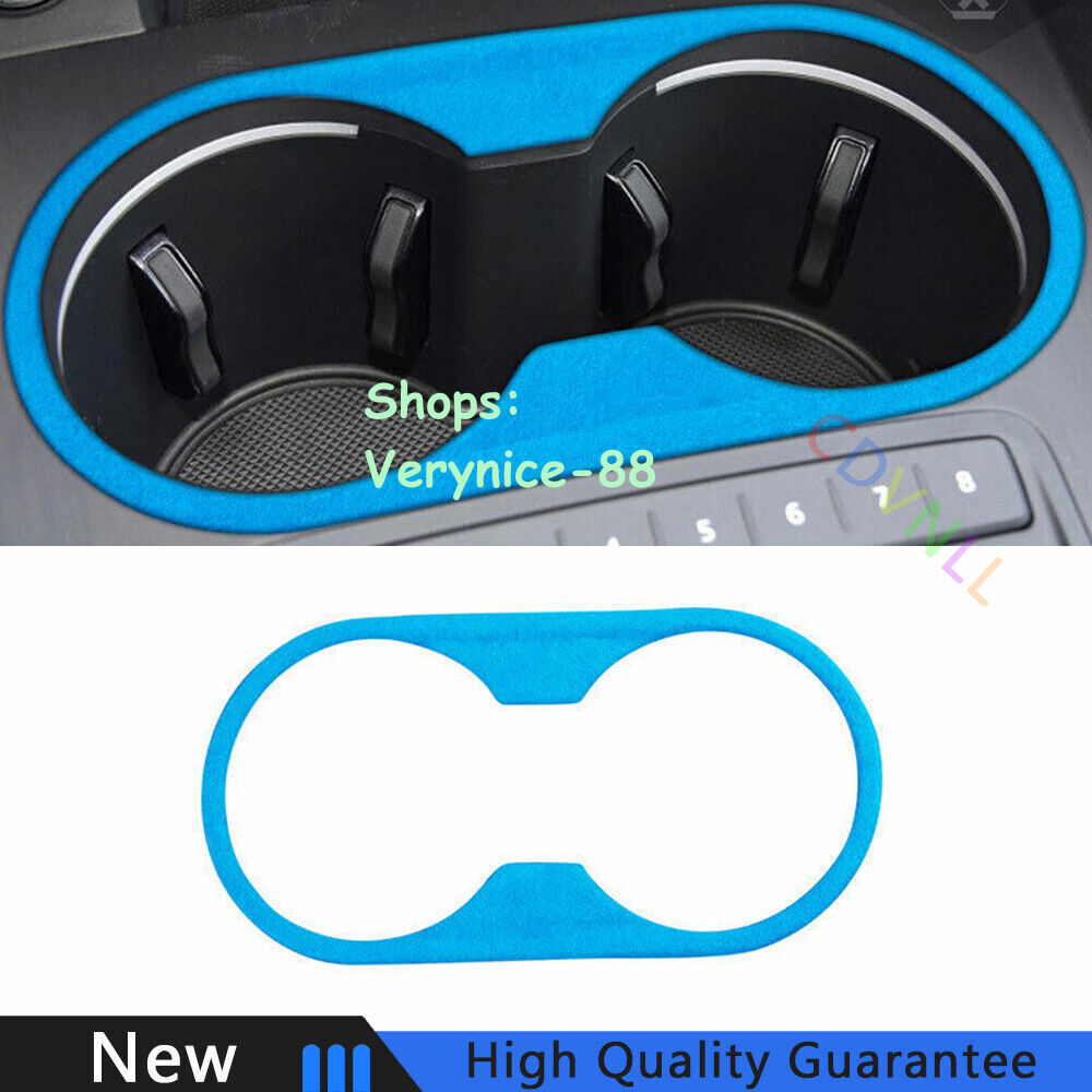 Fit For Audi A4 A5 2017-2021 Blue Suede Middle Console Water Cup Frame Trim 1PCS