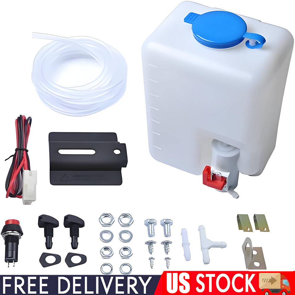 12V Universal UTV Windshield Washer Pump Kit with Tank and Wiper System