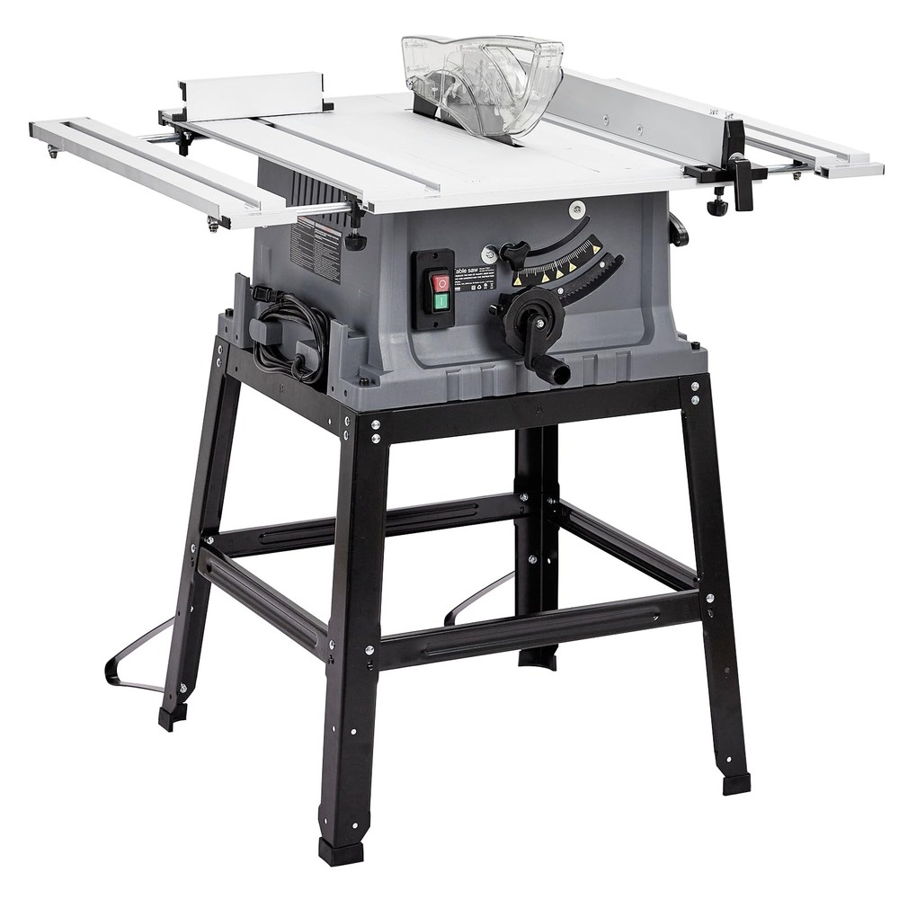 10-Inch 15A Multifunctional Table Saw with Stand & Push Stick for 90° Cross Cuts