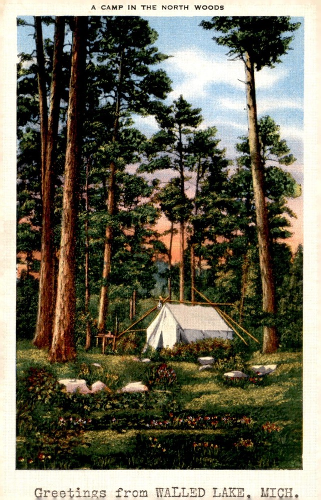 Walled Lake, Michigan Camp Postcard Postcard