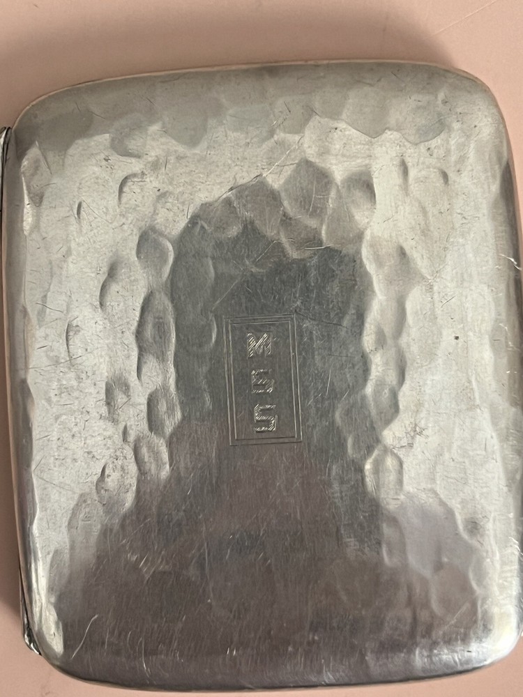 Antique hand hammered Sterling Silver Cigarette Case with monogram 