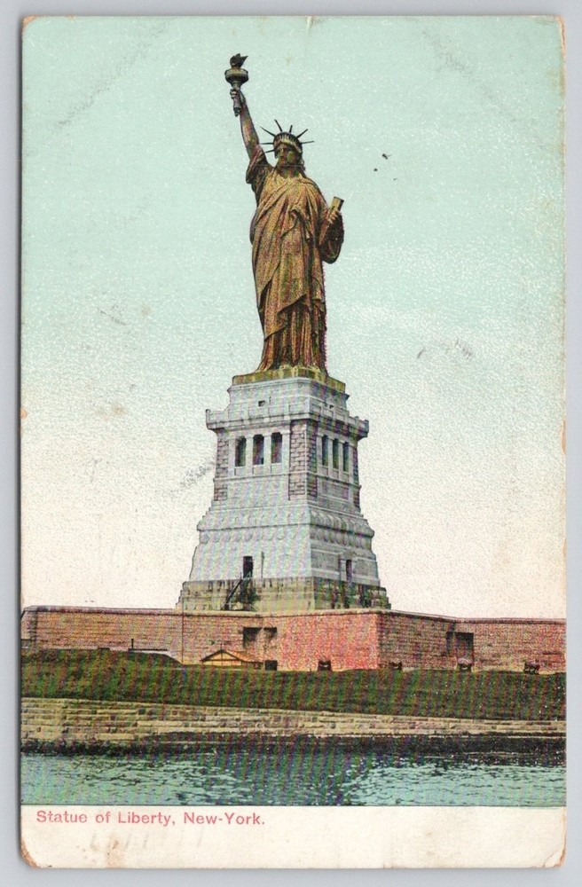 1908 Statue of Liberty New York Postcard - Tremont Station Postmark