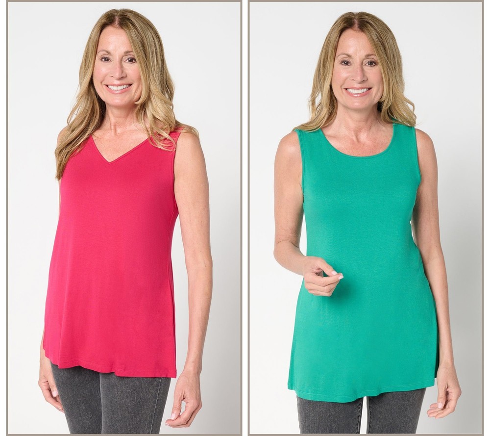 SUNNYLiFE Women's Top Sz M Crew V-Neck Tanks Multi-colored A702428