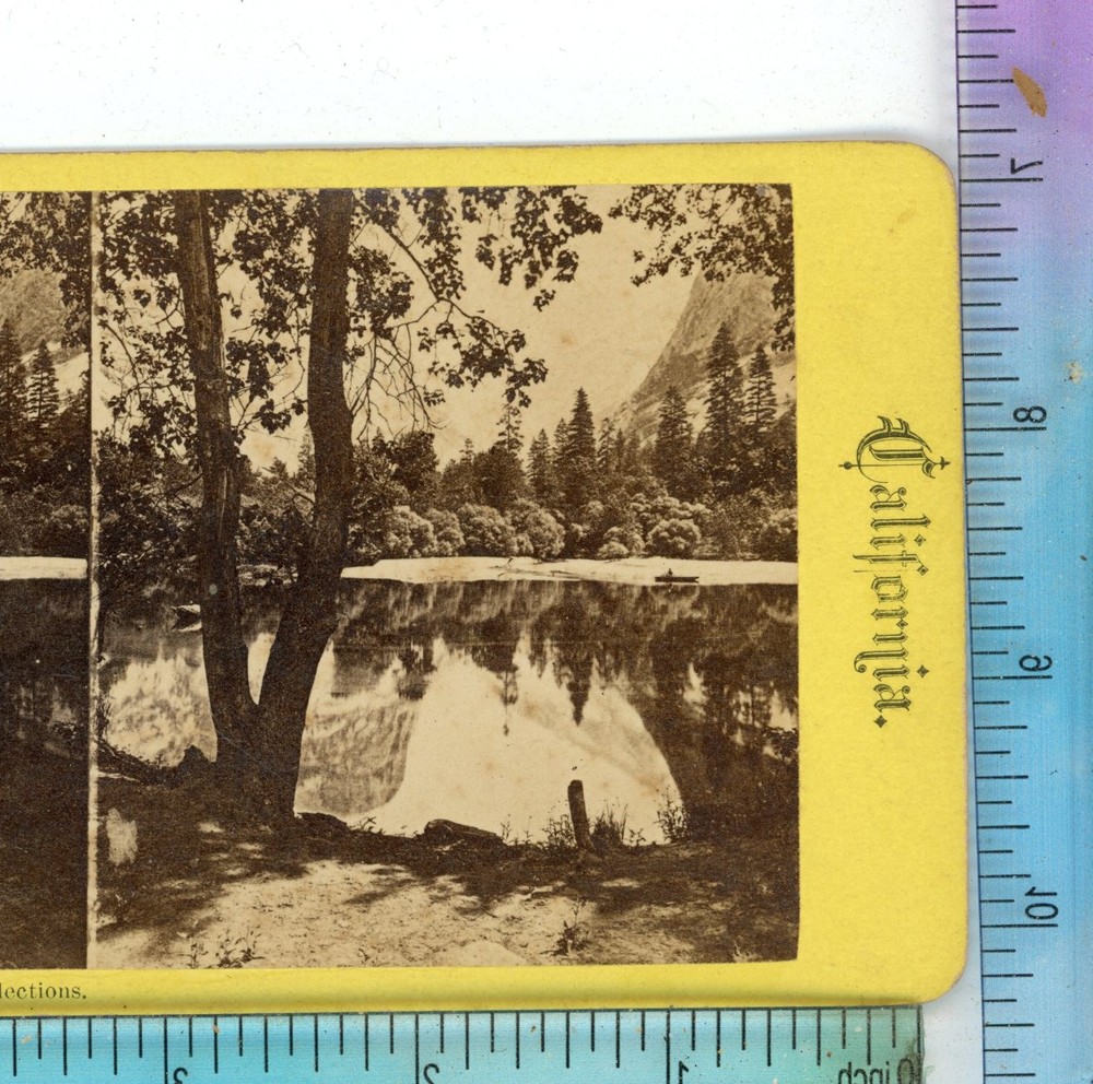 Mirror Lake & Reflections Yosemite Valley California  Stereoview