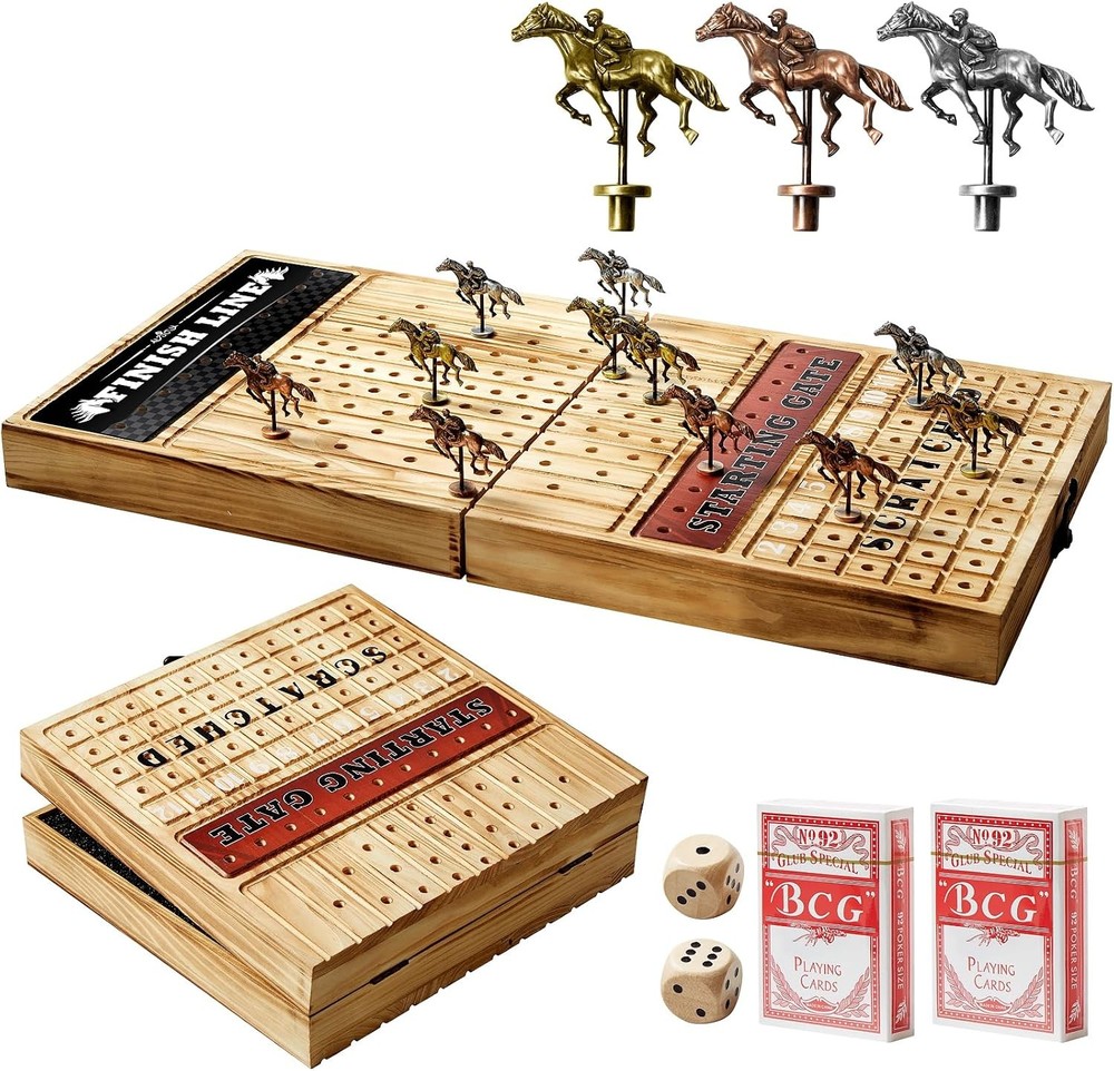 Horse Racing Board Game with 11 Luxury Metal Horses, Horse Race Board Games H...