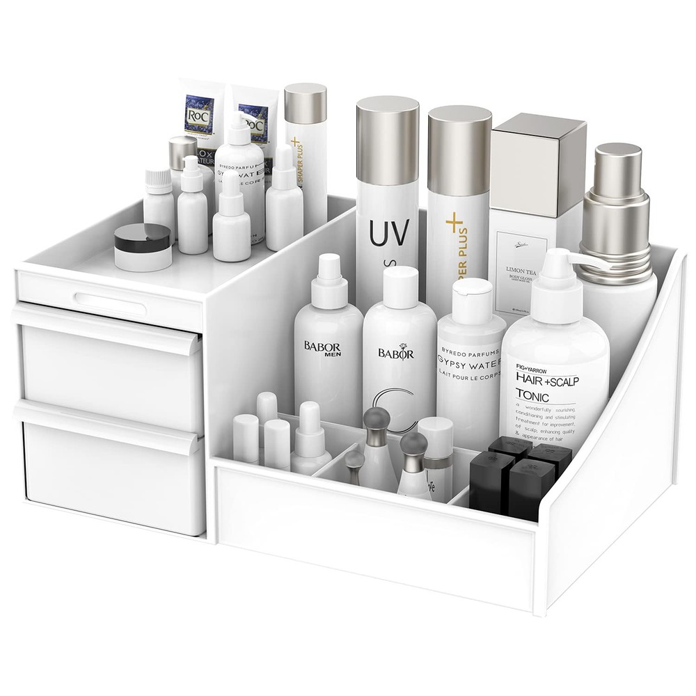 Makeup Desk Cosmetic Storage Box Organizer with Drawers for Dressing Table, C...