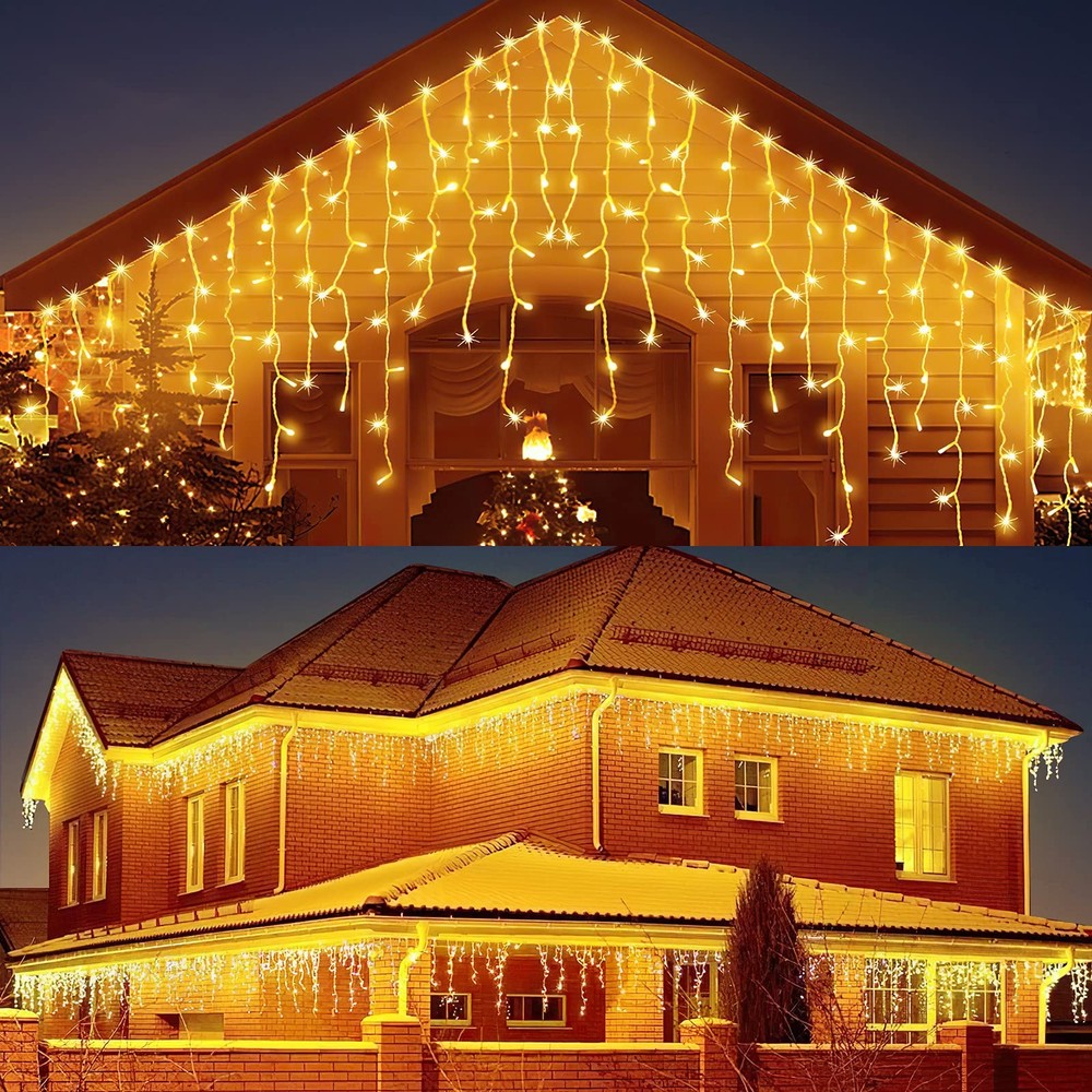 400 LED 32.8Ft Outdoor Icicle Christmas Lights with 75 Drops and 8 Lighting Modes