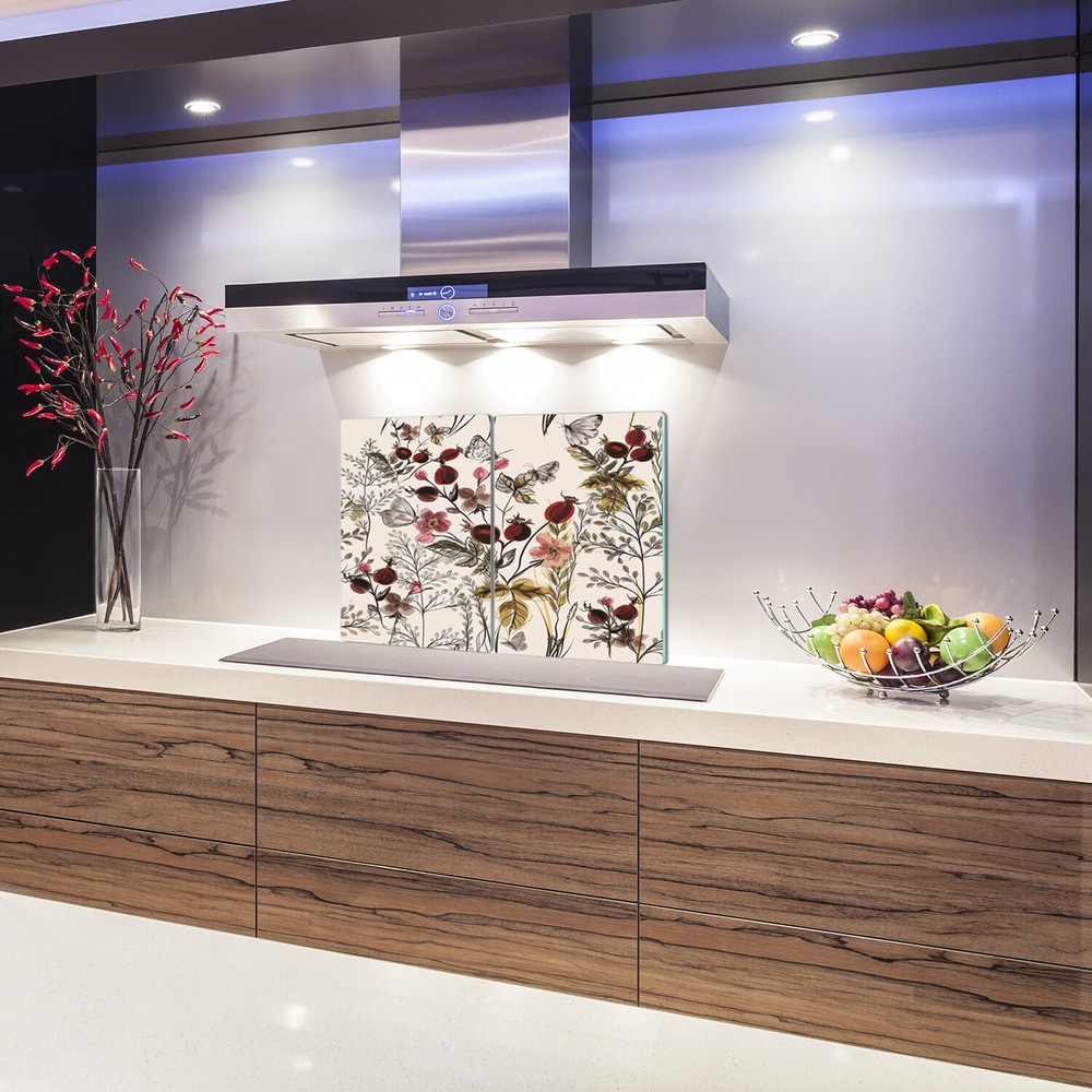 Tempered Glass Bread Board Worktop Saver Field composition red and brown 2x30x52