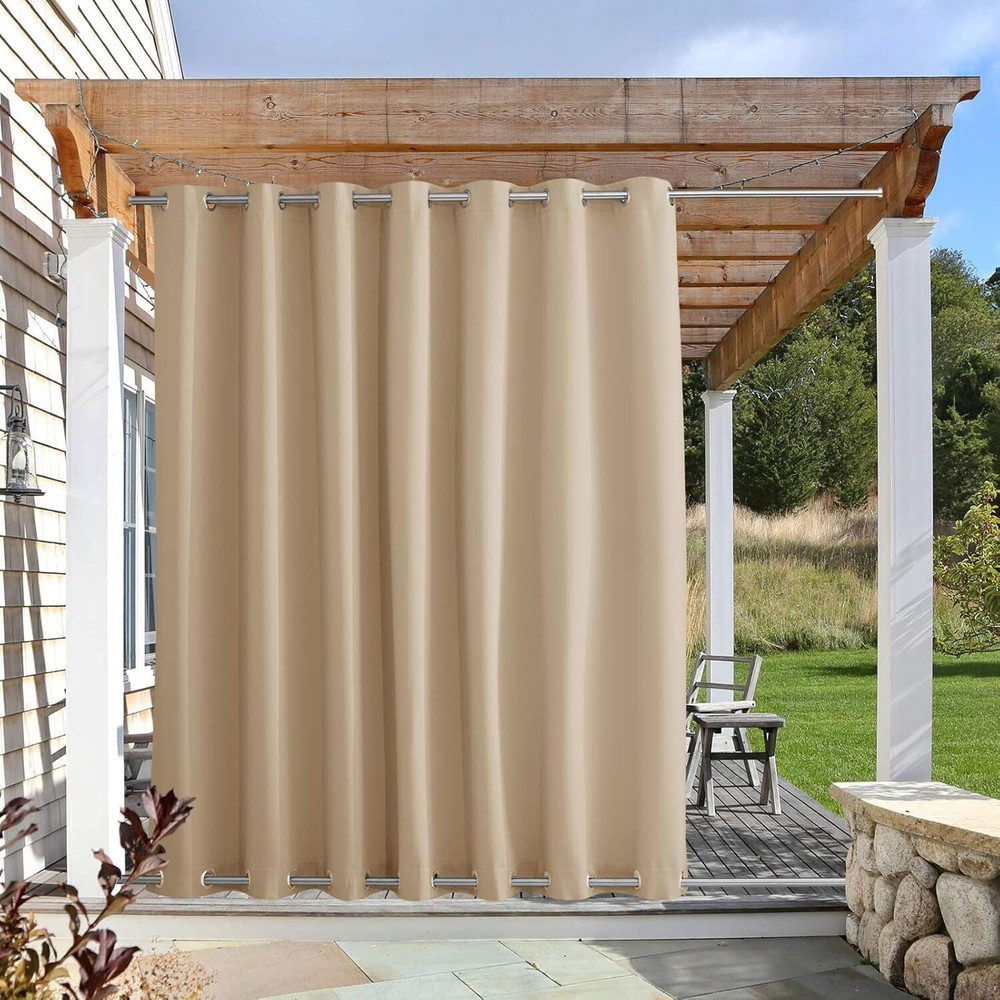Patio Waterproof, Rustproof Grommet Top, Biscotti Beige, 1 Panel, W100 x L120