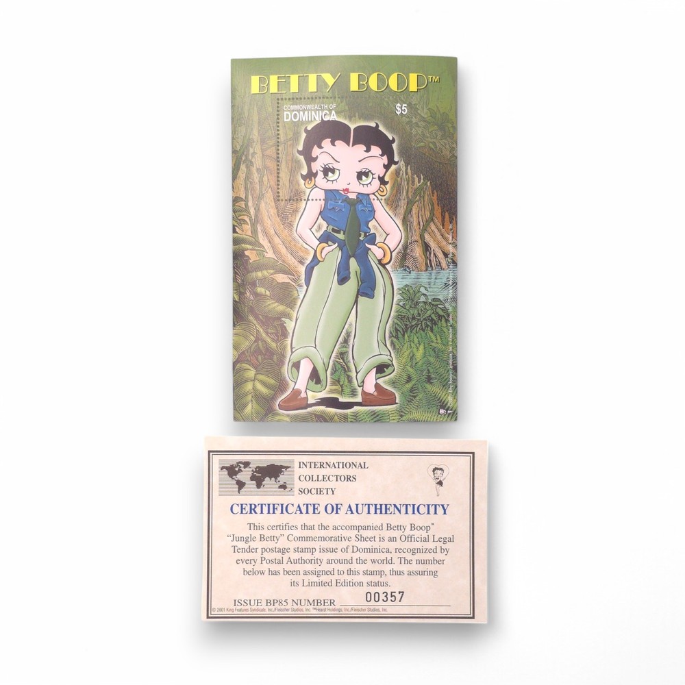 Betty Boop Jungle Betty Stamp Sheet MNH with COA - ICS
