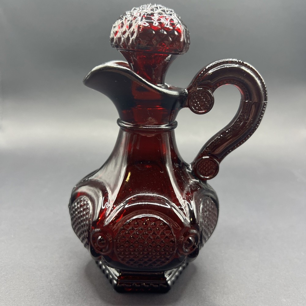 Vintage Avon 1876 Ruby Red Cape Cod Skin So Soft Bath Oil Cruet or Bud Vase