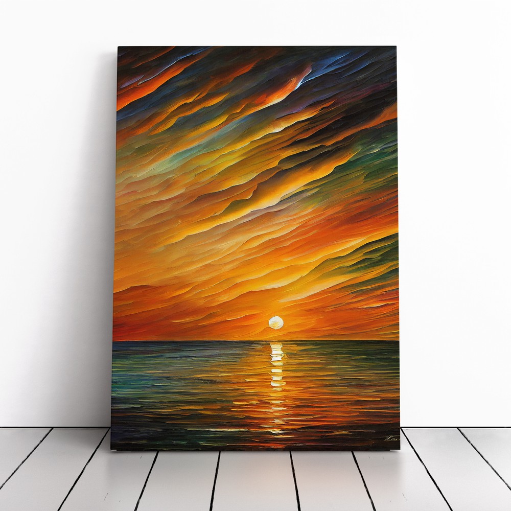 Ocean Sunrise No.6 Canvas Wall Art Print Framed Picture Home Decor Living Room
