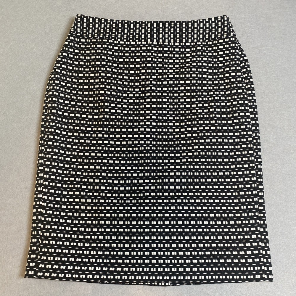 Ann Taylor Women's Pencil Skirt Basket Weave Black White Lined Size 0 Career