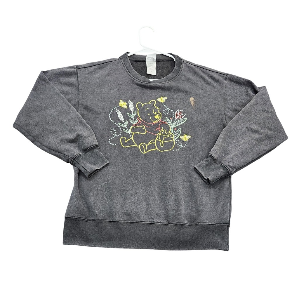 Disney Sweatshirt Womens Small Gray Winnie The Pooh Graphic Pullover Fleece