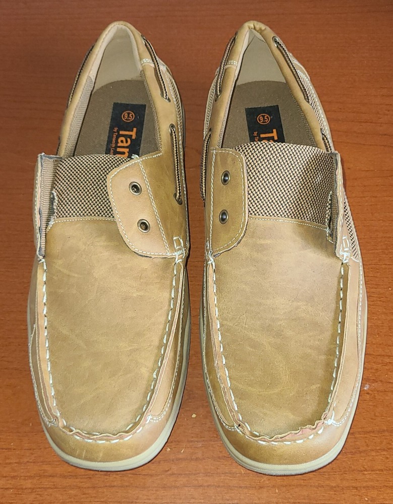 Tansmith Tan's Men's Size 9.5 Leather Topsider Boat Shoes Loafers Memory Foam.