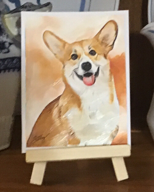 HANDSOME DOG Miniature PAINTING 2.5”