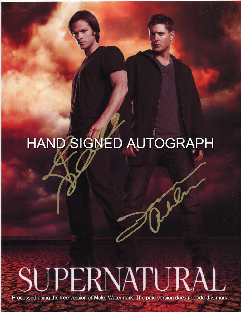 Supernatural Tv Cast Stars  Autographed 8 1/2 X 11 Color Photo / Coa