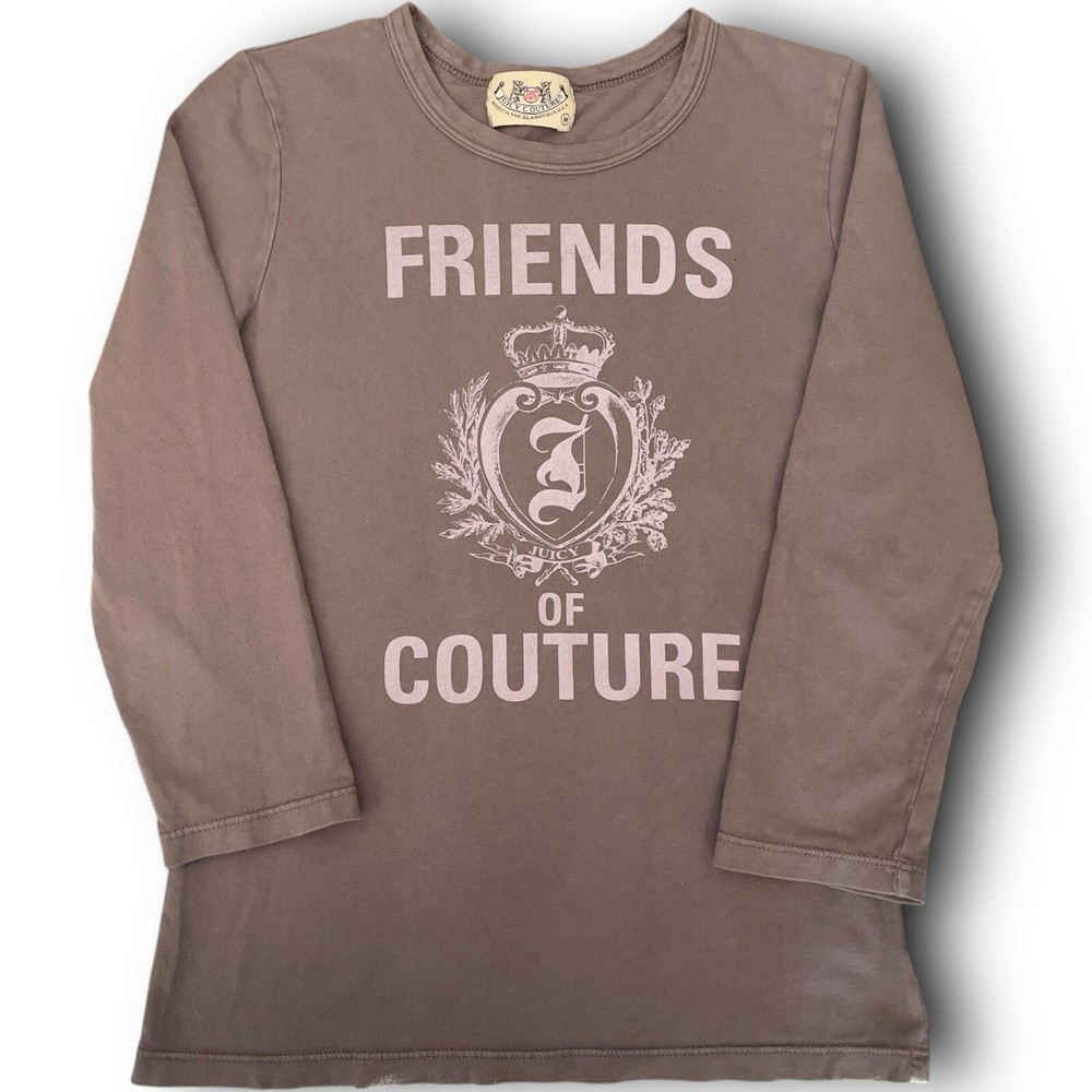 Vtg Y2K Juicy Couture Friends of Couture Graphic T-Shirt Slogan 3/4 Sleeves M