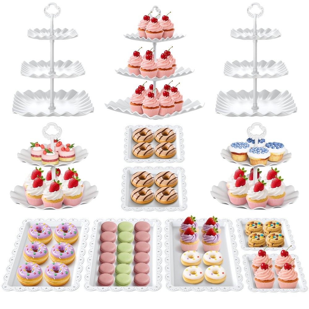12Pcs Dessert Table Display Set, Cupcake Stand, 3-Tier Cup Cake Tower Stands ...