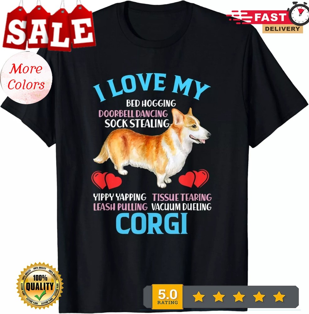 2025/I Love My Cardigan Welsh Corgi Dog Mom Dad Funny Cute Gift Unisex T-Shirt