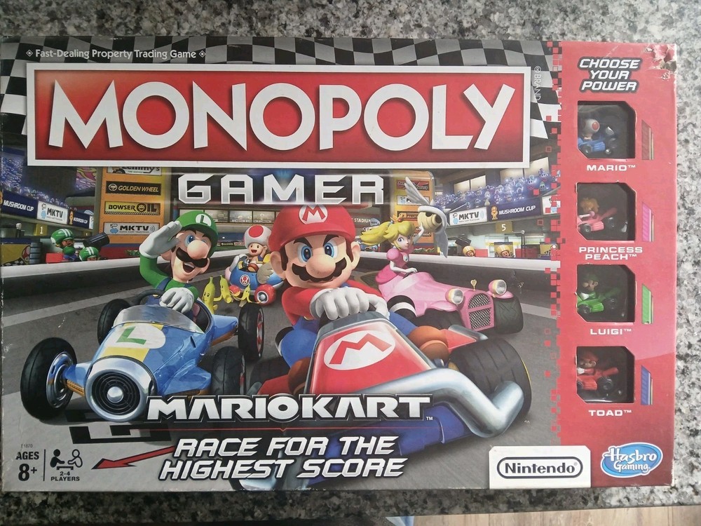 Monopoly Gamer Mario Kart Board Game 100% Complete
