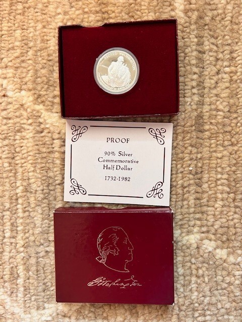 6-Piece 1982 S Proof Washington Commemorative Silver Half Dollar Set by U.S. Mint