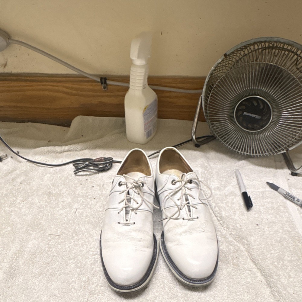 FootJoy Men's White Leather Oxford Dress Shoes Lace Up Round Toe US 8.5