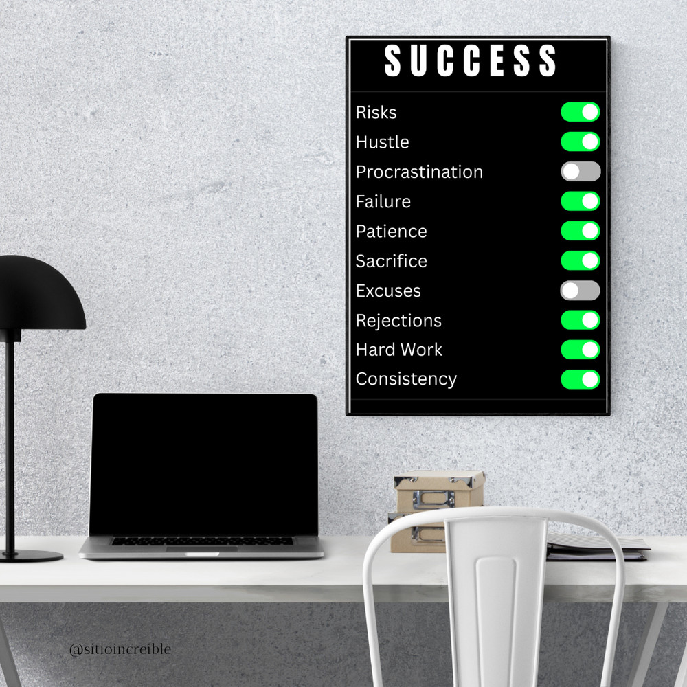 SUCCESS Motivational Framed Wall Art | Hustle Office Home Decor Poster